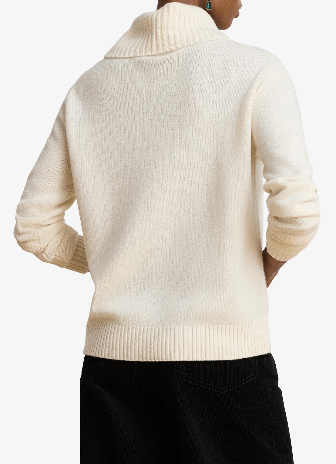 Ralph Lauren Fijngebreide trui van kasjmier met ingebreide logoprint  - achterkant 5 mascarpone crème / crème
