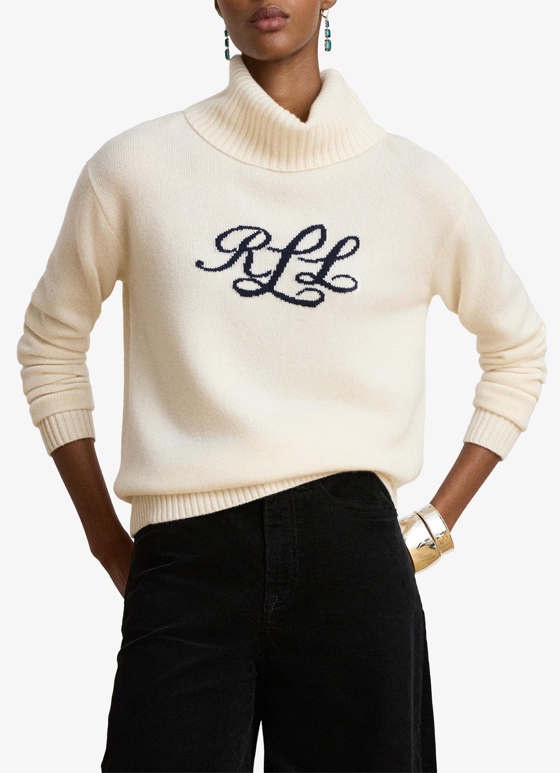 Ralph Lauren Fijngebreide trui van kasjmier met ingebreide logoprint  - detail 3 mascarpone crème / crème