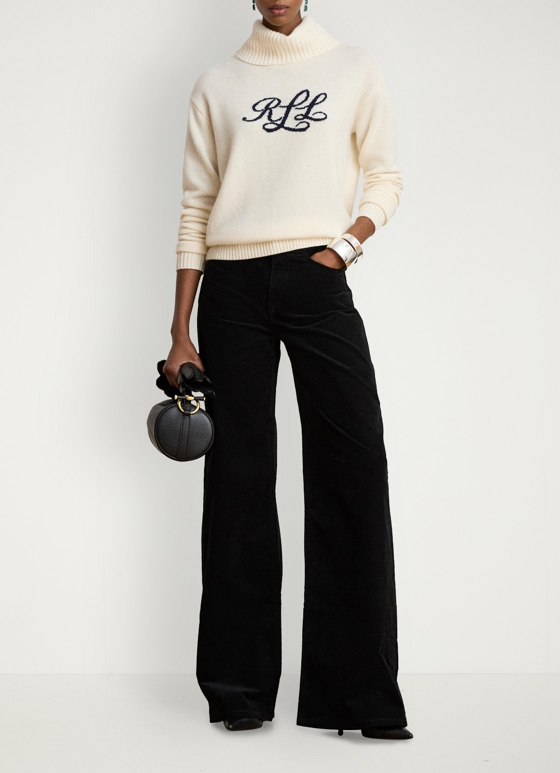 Ralph Lauren Fijngebreide trui van kasjmier met ingebreide logoprint  - voorkant 2 mascarpone crème / crème