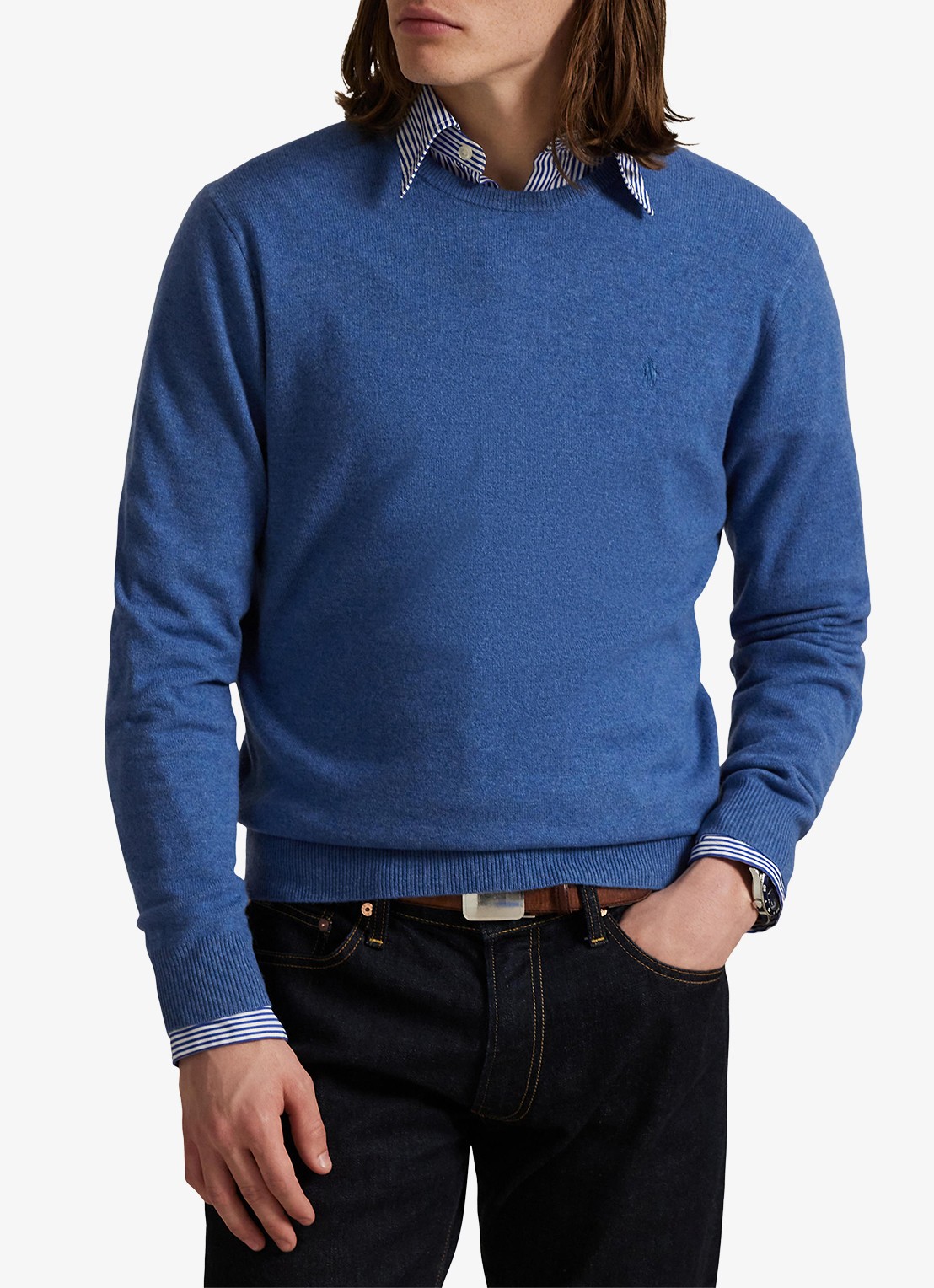 Ralph Lauren Fijngebreide trui van wol met logoborduring - detail 3 tide pool blue / blauw