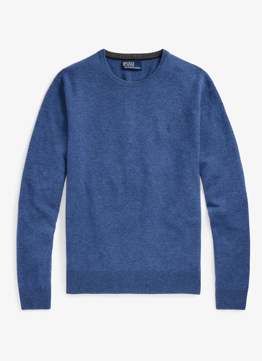 Ralph Lauren Fijngebreide trui van wol met logoborduring - voorkant tide pool blue / blauw