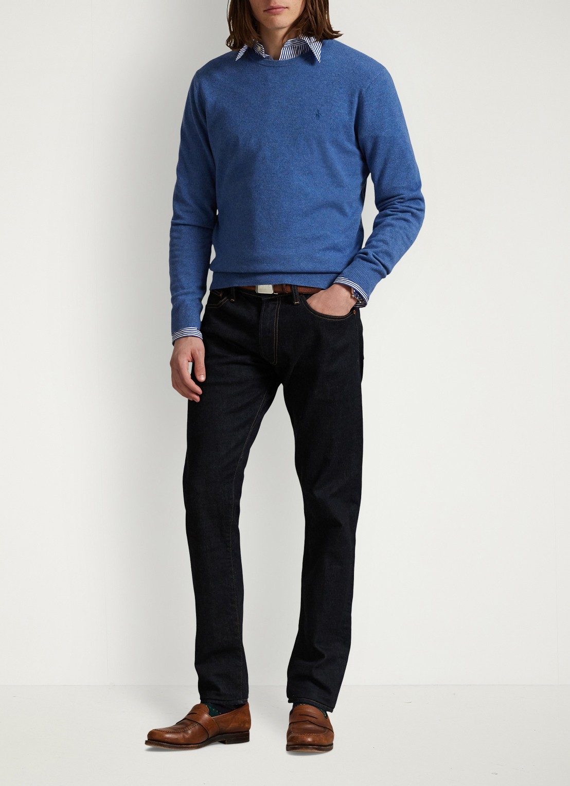 Ralph Lauren Fijngebreide trui van wol met logoborduring - voorkant 2 tide pool blue / blauw