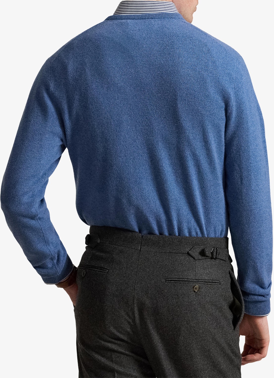 Ralph Lauren Fijngebreide trui van wol met logoborduring - achterkant 3 blue borage heather / blauw