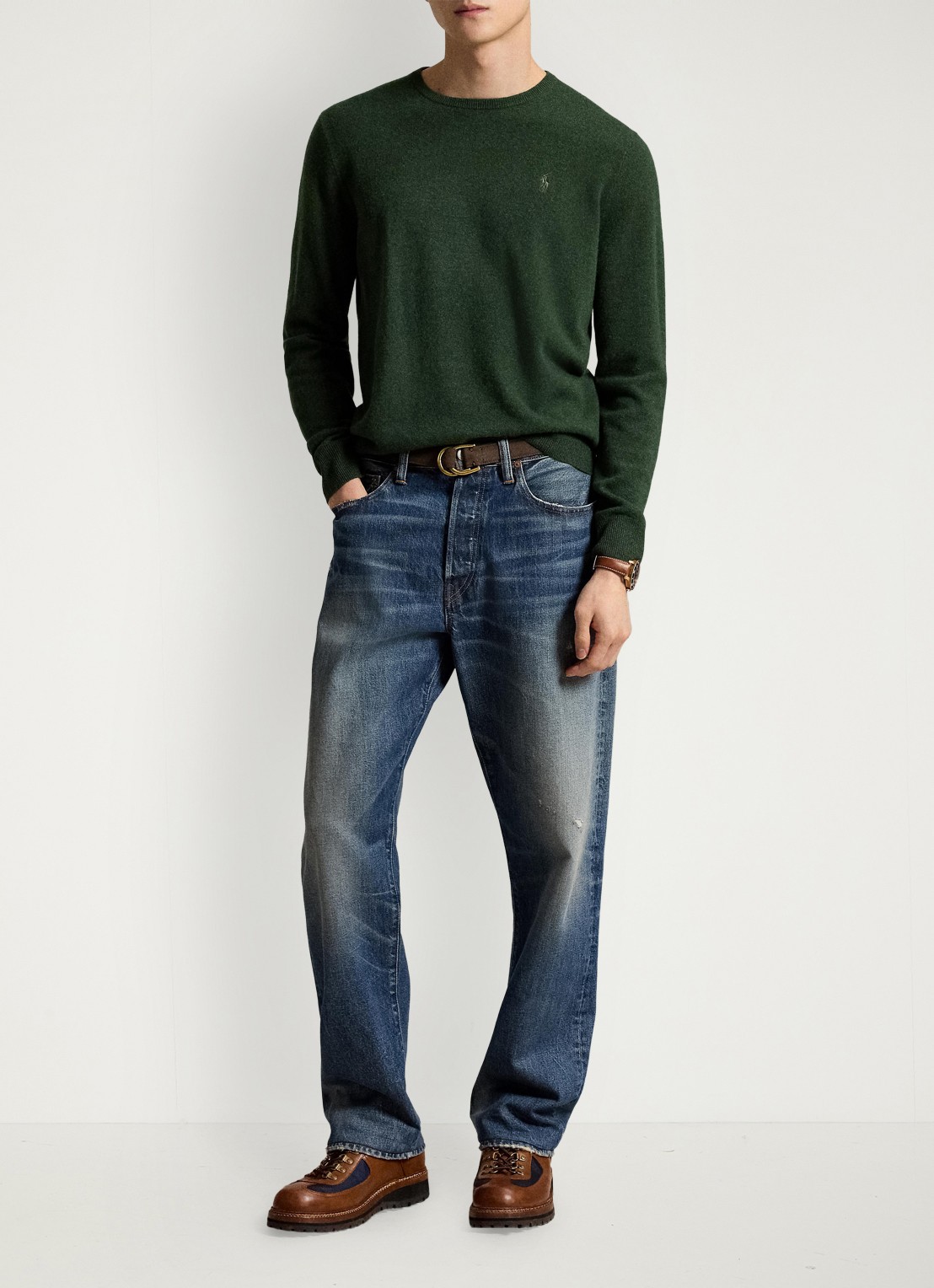 Ralph Lauren Fijngebreide trui van wol met logoborduring - detail 4 lodgepole pine heather/ groen