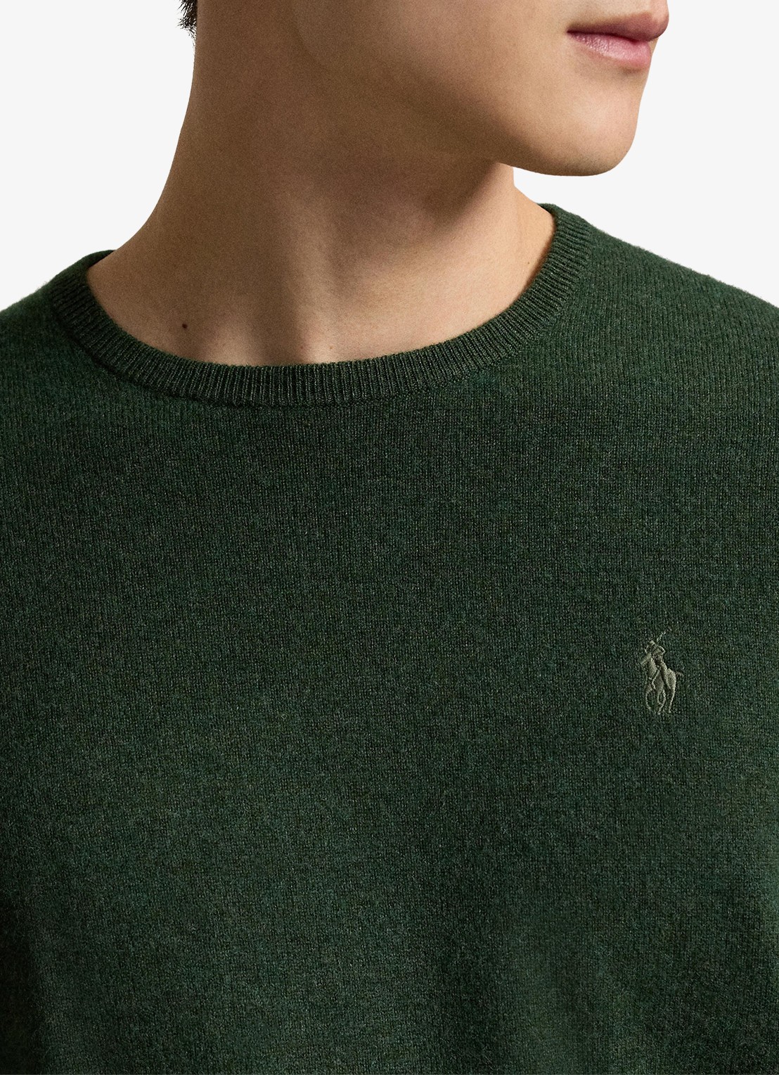 Ralph Lauren Fijngebreide trui van wol met logoborduring - detail 5 lodgepole pine heather/ groen