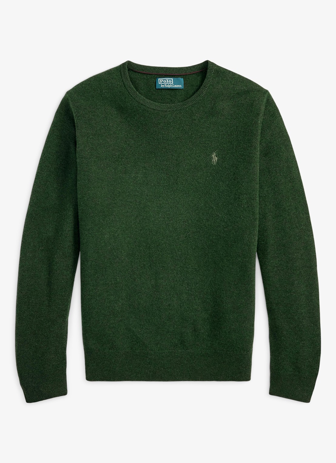 Ralph Lauren Fijngebreide trui van wol met logoborduring - voorkant 2 lodgepole pine heather/ groen