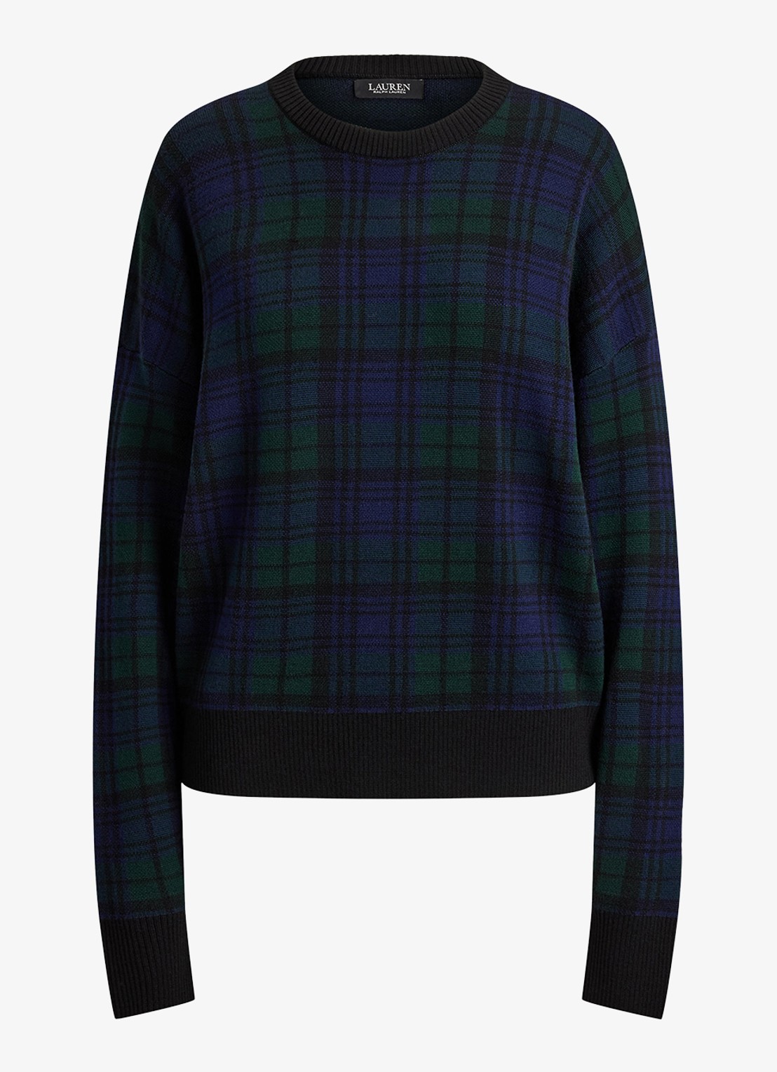 Ralph Lauren Fijngebreide trui van wol met ruitdessin - voorkant 3 black multi / zwart