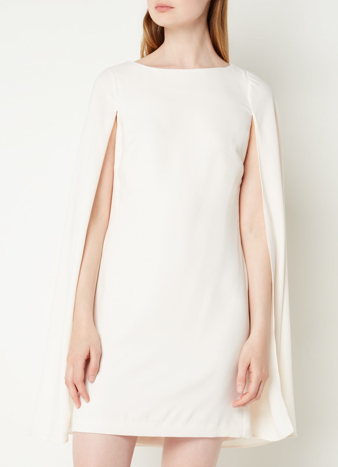 Ralph Lauren Georgette cocktailjurk met cape - detail 7 creme