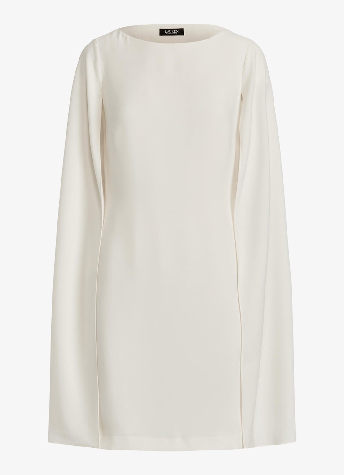 Ralph Lauren Georgette cocktailjurk met cape - voorkant 3 creme