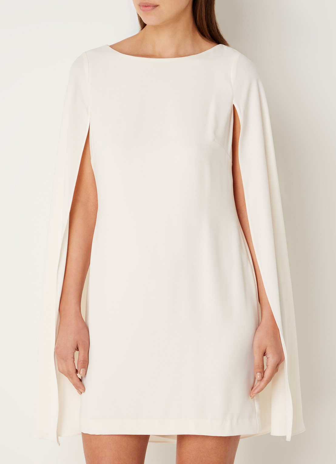 Ralph Lauren Georgette cocktailjurk met cape - detail 9 creme