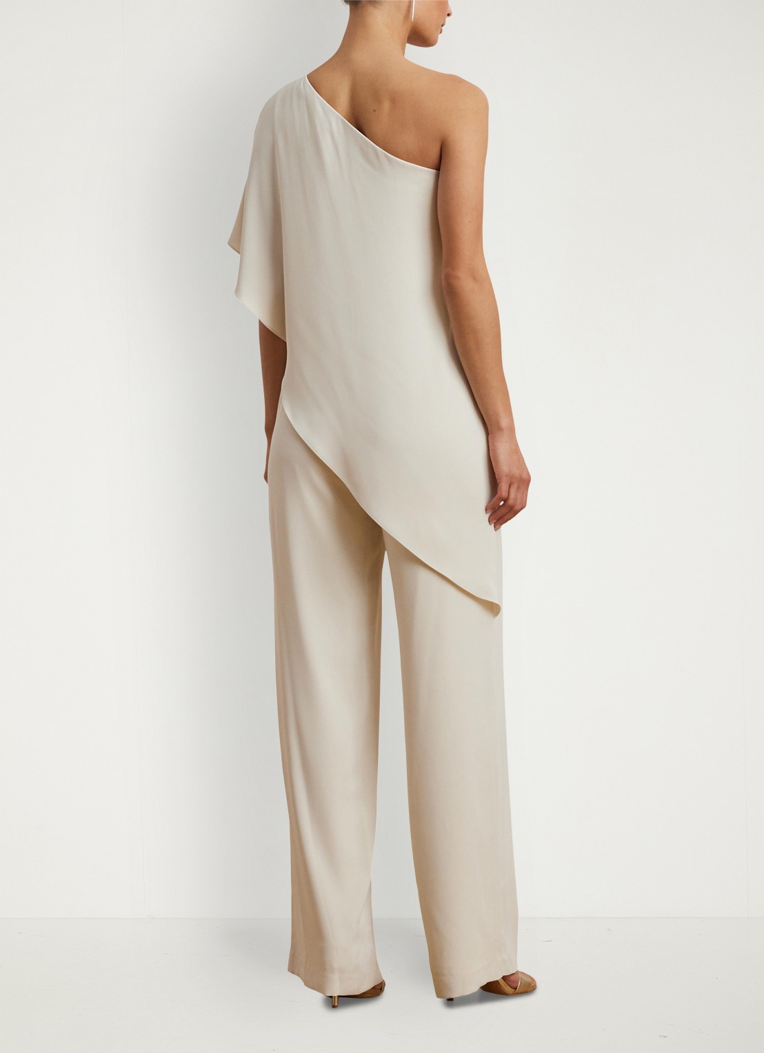 Ralph Lauren Georgette jumpsuit met blote schouder - achterkant 5 creme