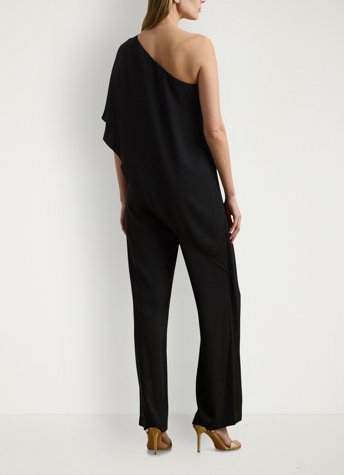 Ralph Lauren Georgette jumpsuit met blote schouder - achterkant 5 zwart