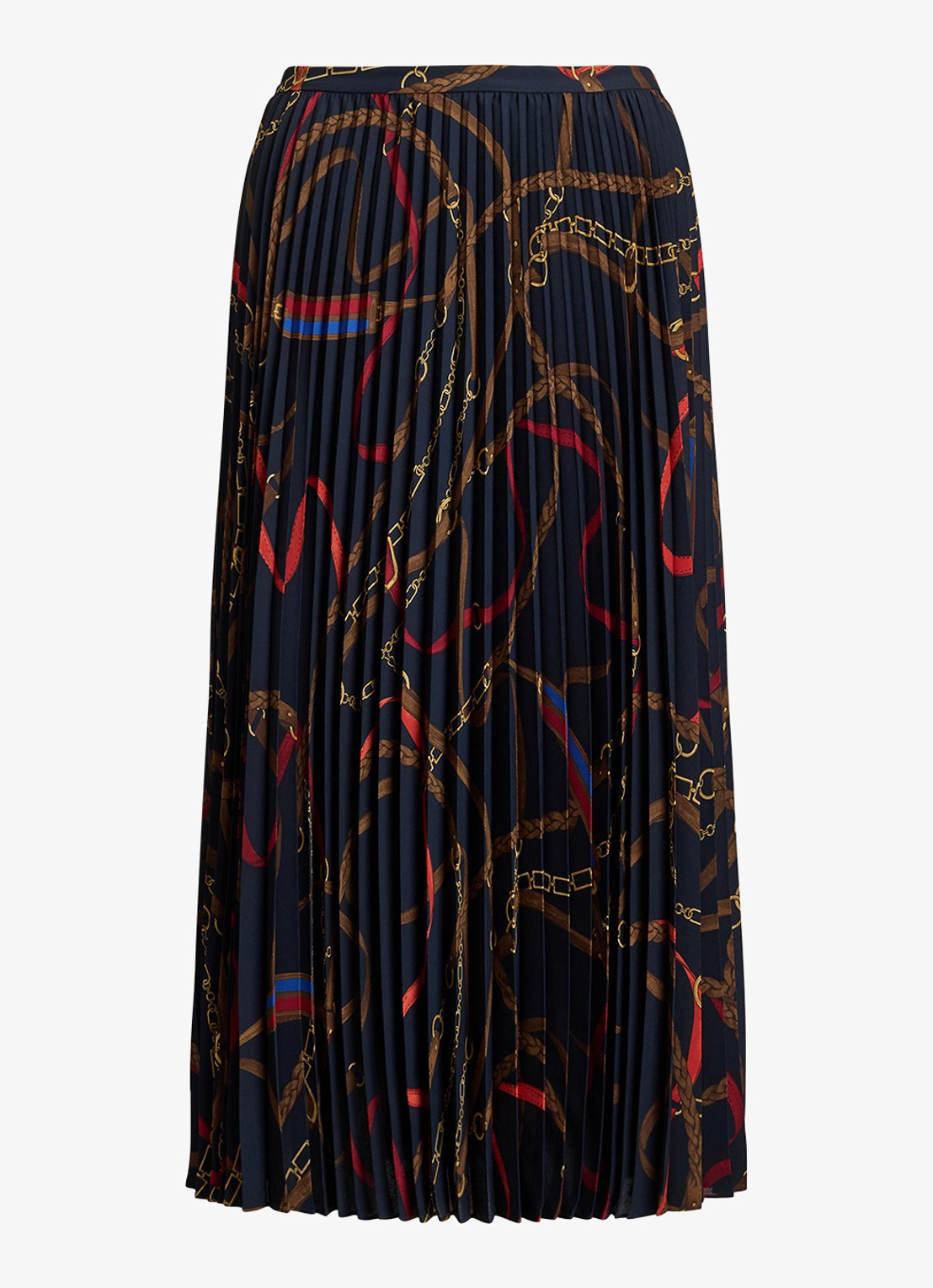 Ralph Lauren Georgette midi plooirok met grafische print - voorkant 2 zwart