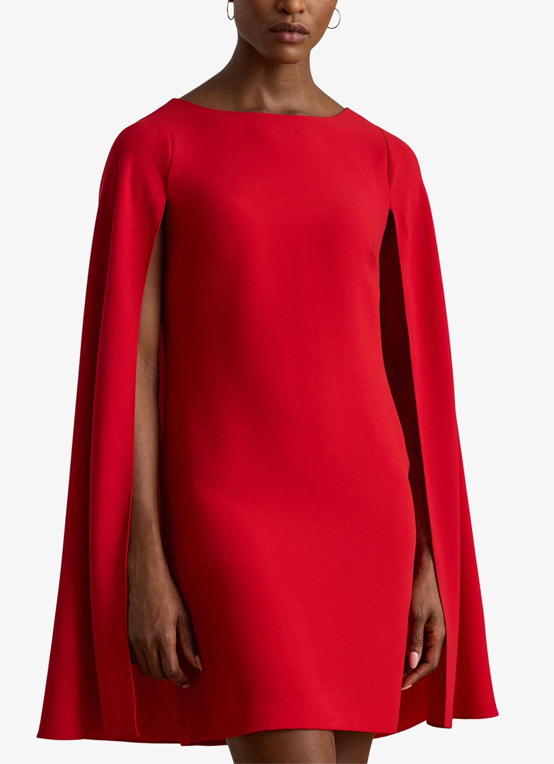 Ralph Lauren Georgette mini jurk met cape - detail 2 ralph red / rood