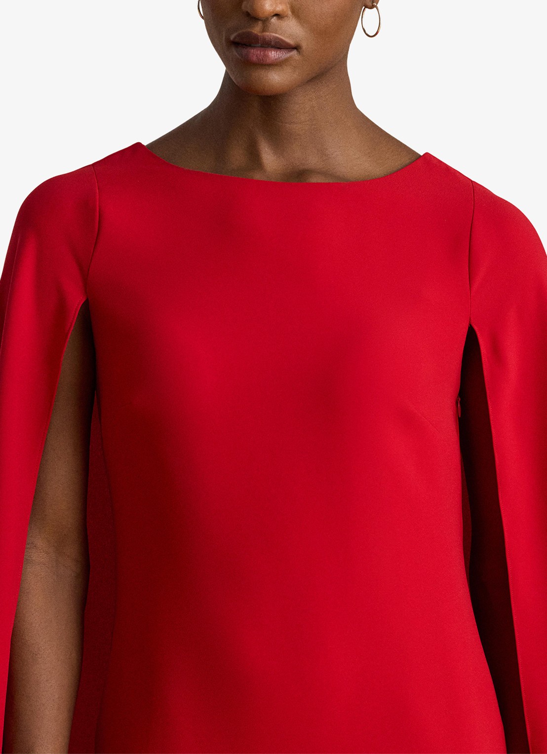 Ralph Lauren Georgette mini jurk met cape - detail 3 ralph red / rood