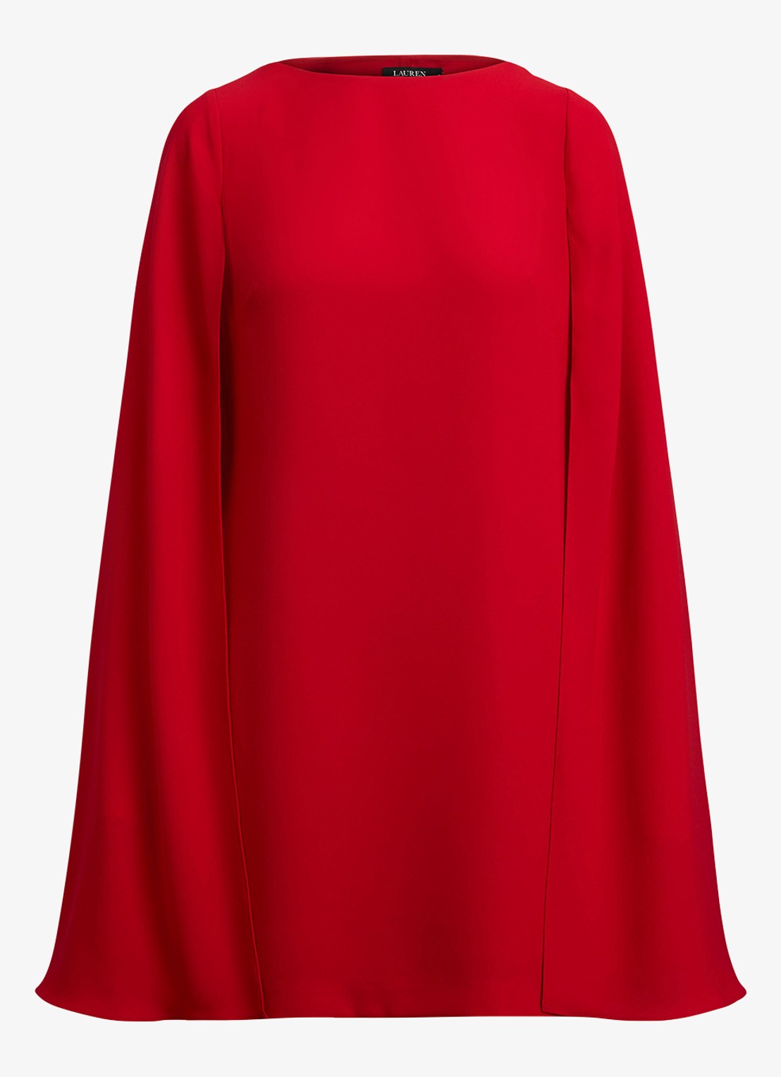 Ralph Lauren Georgette mini jurk met cape - voorkant 4 ralph red / rood