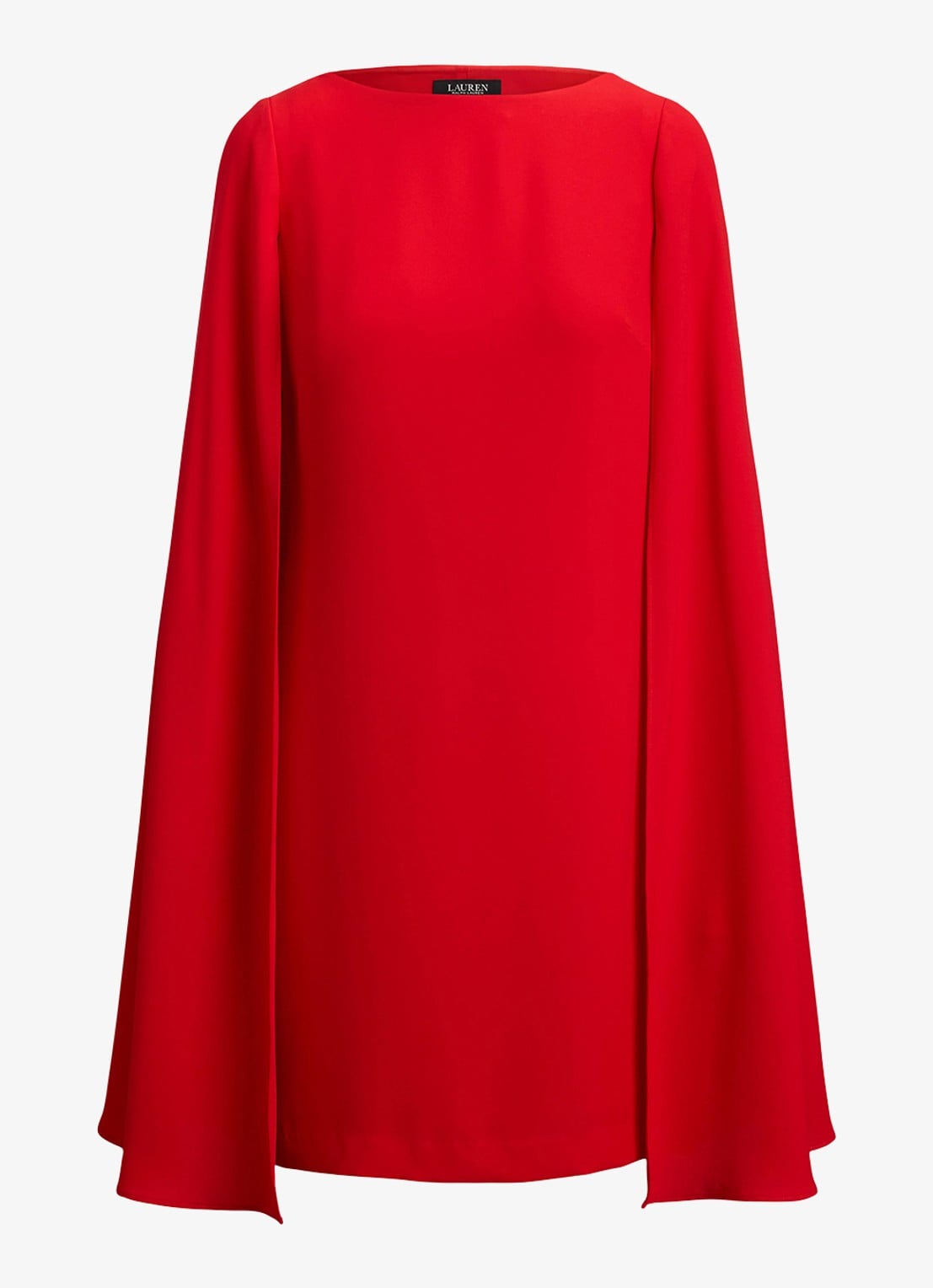 Ralph Lauren Georgette mini jurk met cape - voorkant cruise red / rood