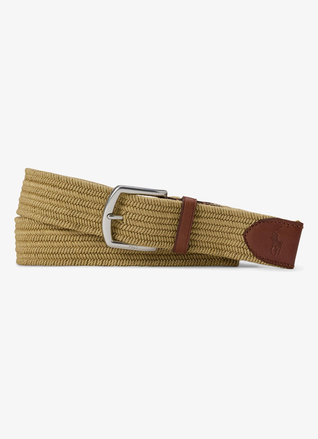 Ralph Lauren Gevlochten riem met details van leer - voorkant timber brown