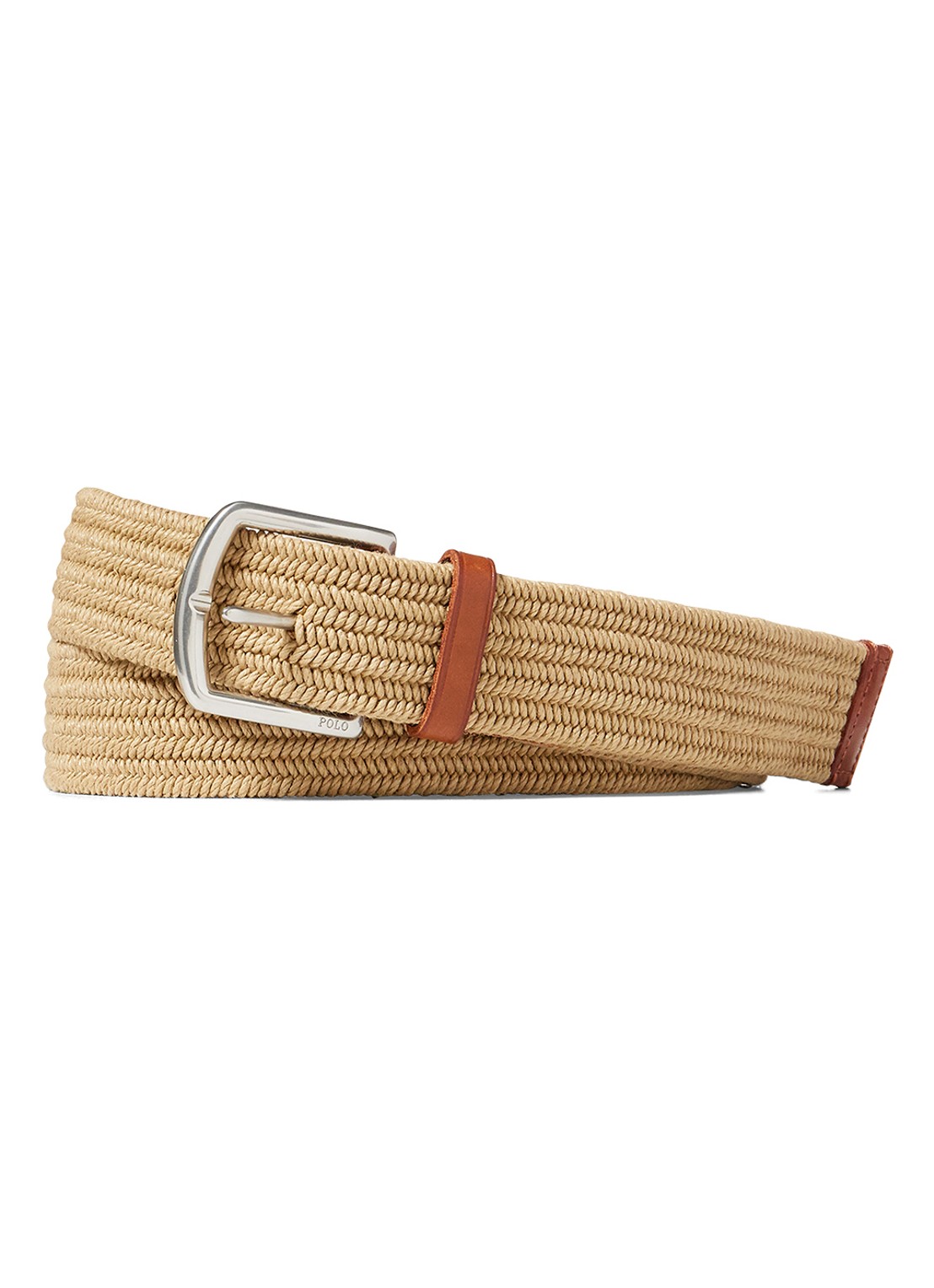 Ralph Lauren Gevlochten riem met details van leer - voorkant 2 timber brown