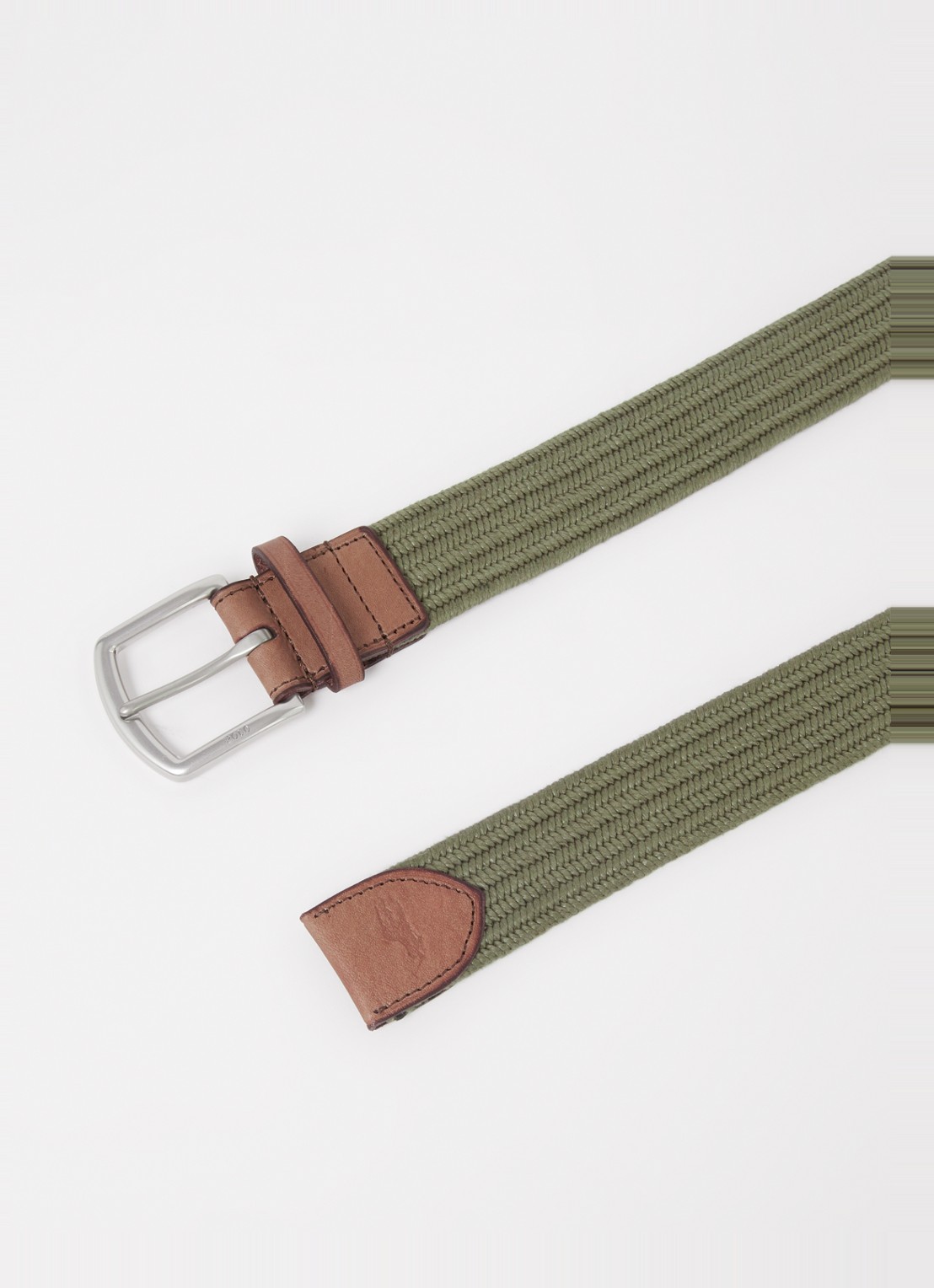 Ralph Lauren Gevlochten riem met details van leer - detail olijfgroen