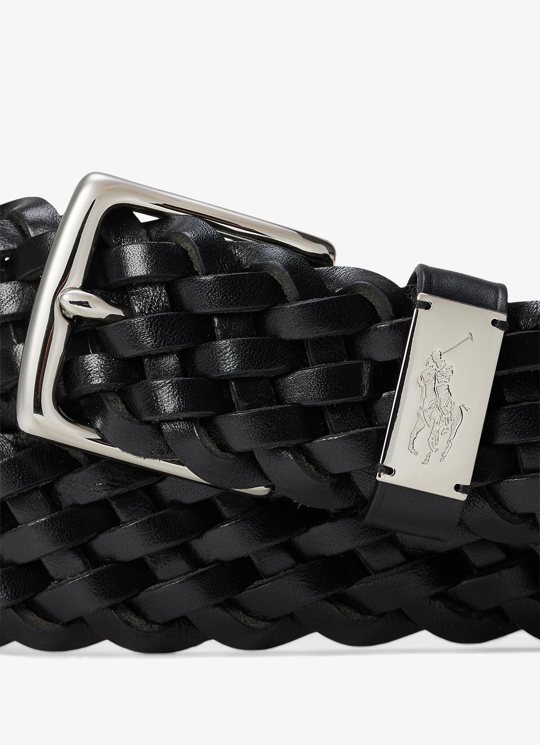 Ralph Lauren Gevlochten riem van leer - detail black / zwart
