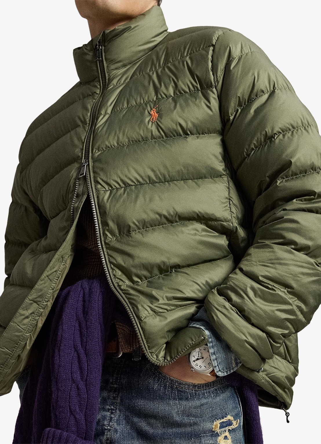 Ralph Lauren Gevoerde performance bodywarmer met rits - detail 4 cruise olive / olijfgroen
