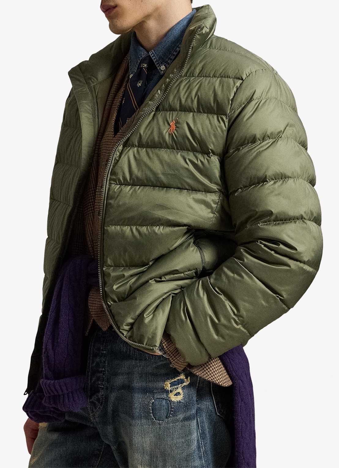 Ralph Lauren Gevoerde performance bodywarmer met rits - voorkant 2 cruise olive / olijfgroen