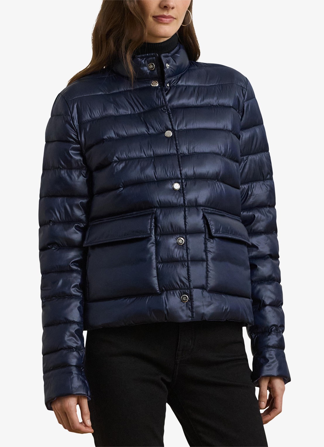 Ralph Lauren Gewatteerd jack met donsvulling en klepzakken - detail 6 donkerblauw