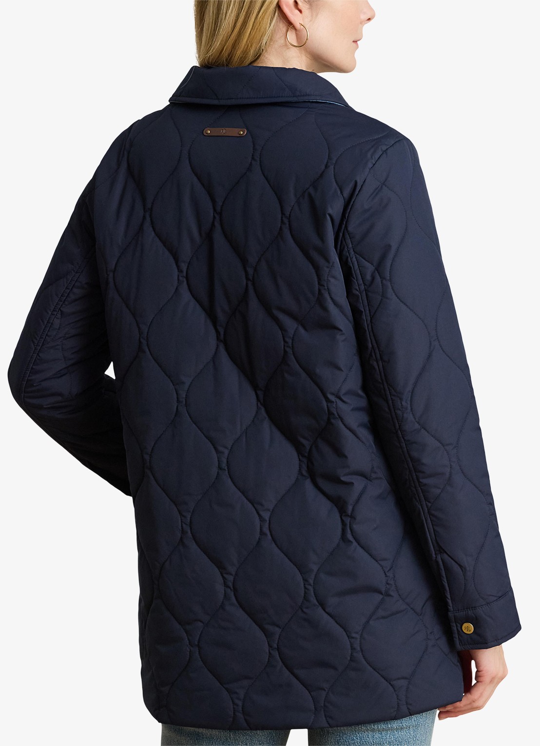Ralph Lauren Gewatteerd jack met quilt patroon en klepzakken  - achterkant blauw