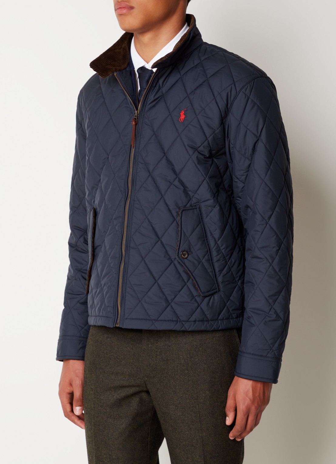 Ralph Lauren Gewatteerd jack met quilt patroon - detail 3 college navy