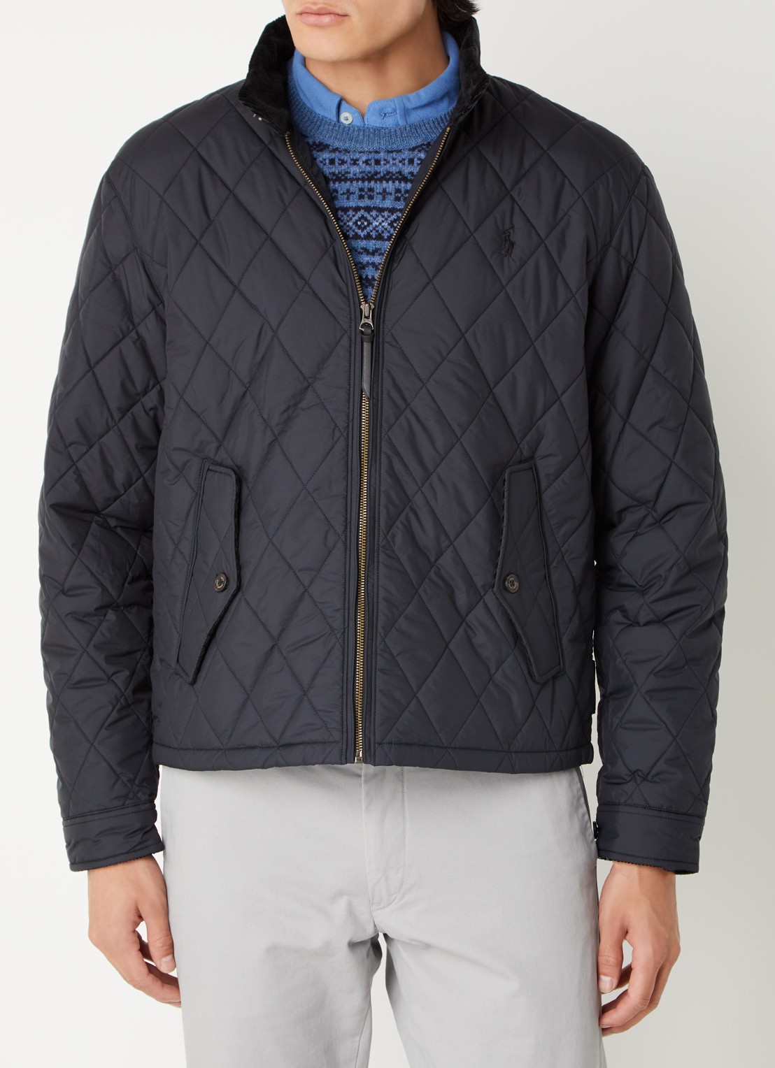 Ralph Lauren Gewatteerd jack met quilt patroon - detail 2 polo black