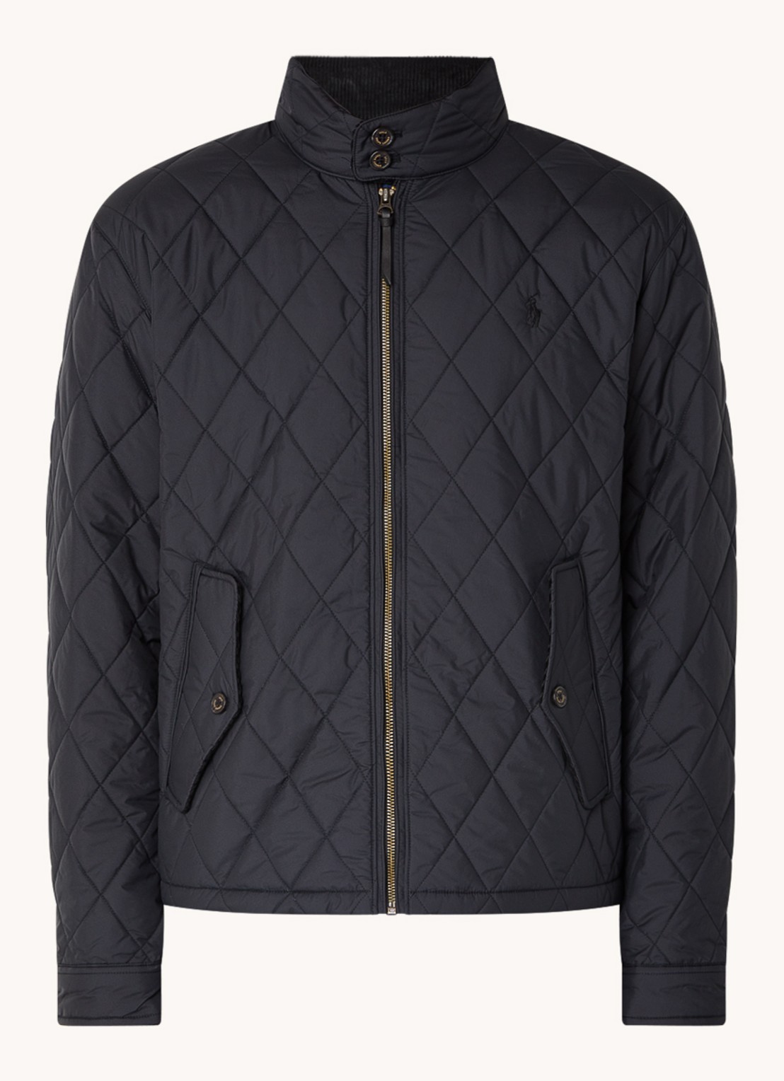 Ralph Lauren Gewatteerd jack met quilt patroon - voorkant 3 polo black