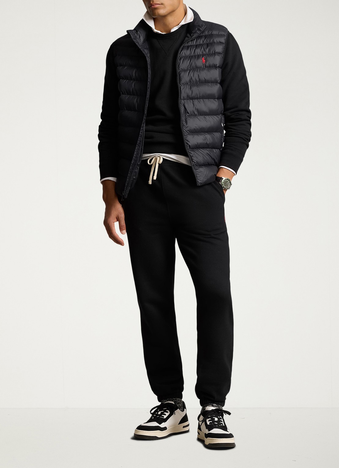 Ralph Lauren Gewatteerde bodywarmer met ritszakken  - voorkant 7 zwart