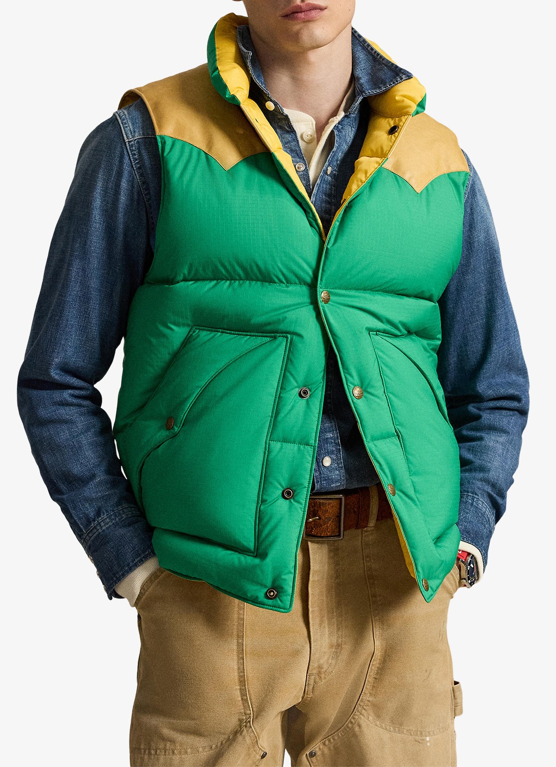 Ralph Lauren Gewatteerde bodywarmer met steekzakken - voorkant 5 stem / groen