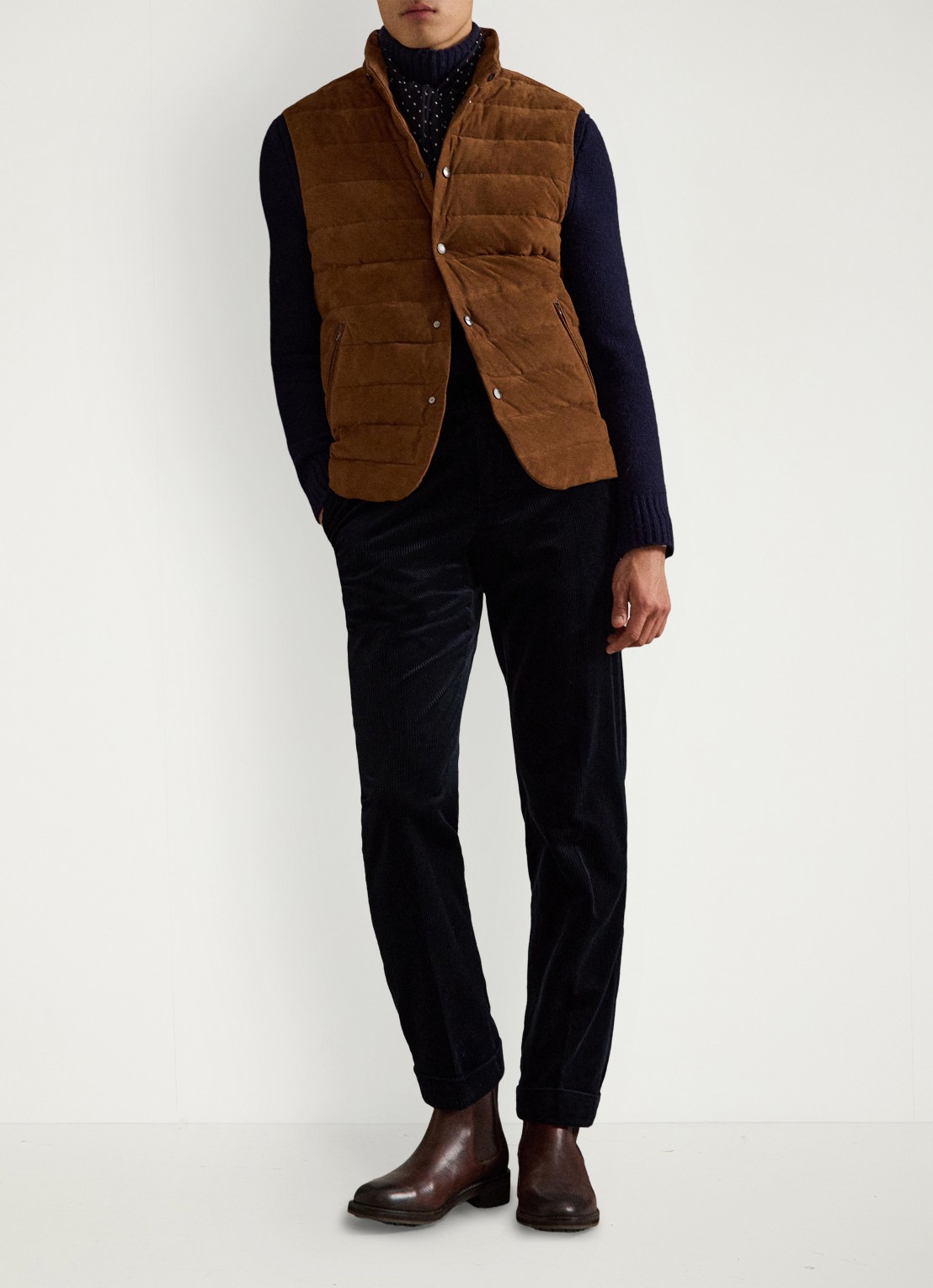 Ralph Lauren Gewatteerde bodywarmer van suède - detail 3 pale russet suede-39wf / bruin