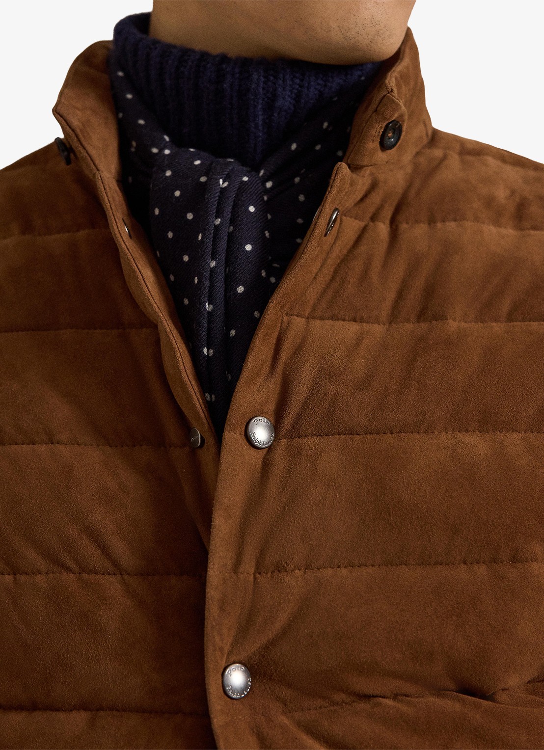 Ralph Lauren Gewatteerde bodywarmer van suède - detail 4 pale russet suede-39wf / bruin
