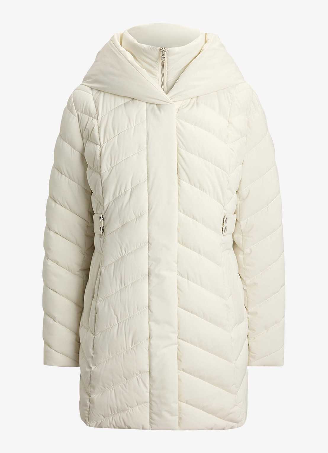 Ralph Lauren Gewatteerde jas met capuchon - voorkant 4 creme