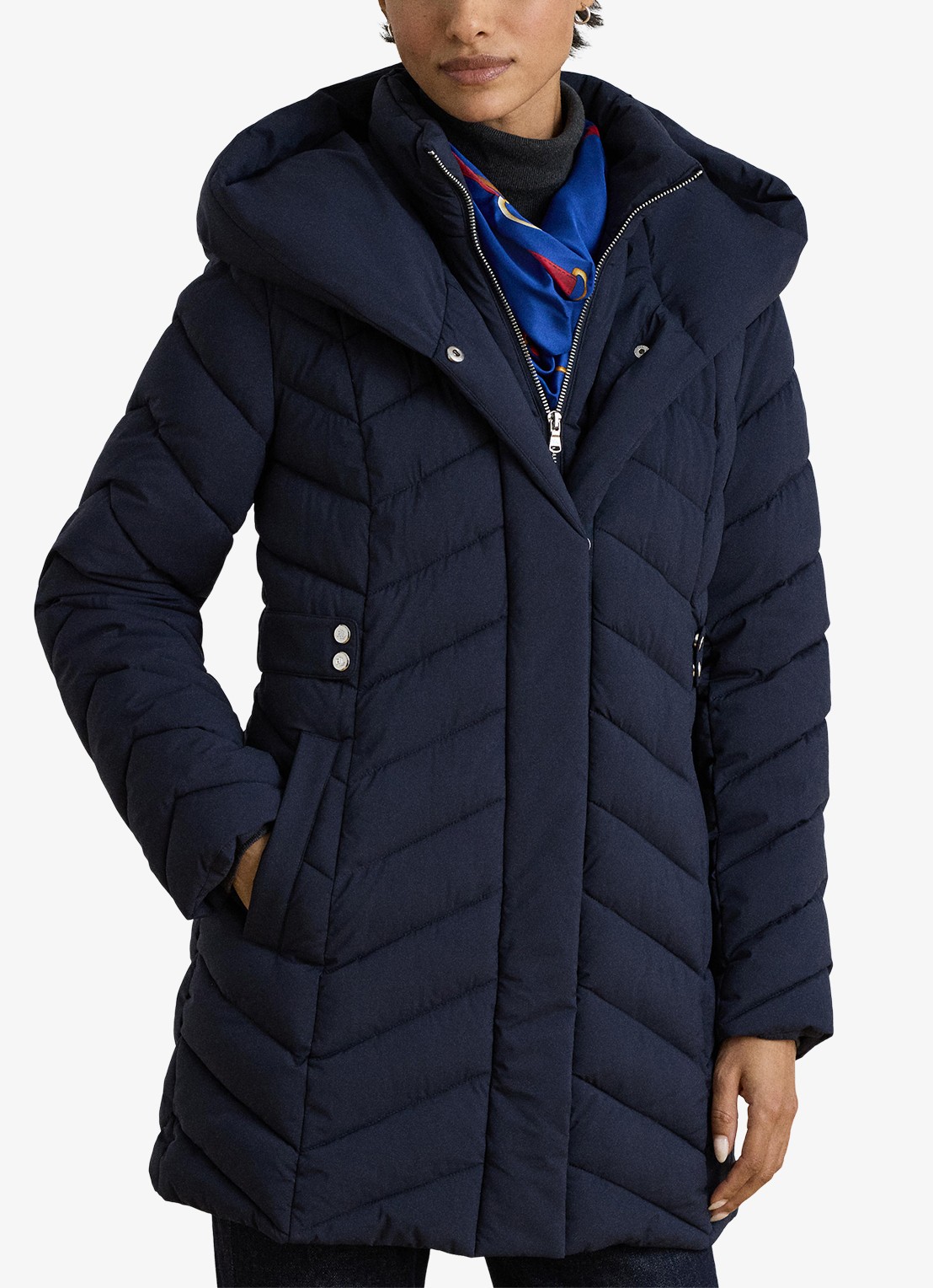 Ralph Lauren Gewatteerde jas met capuchon - detail blauw