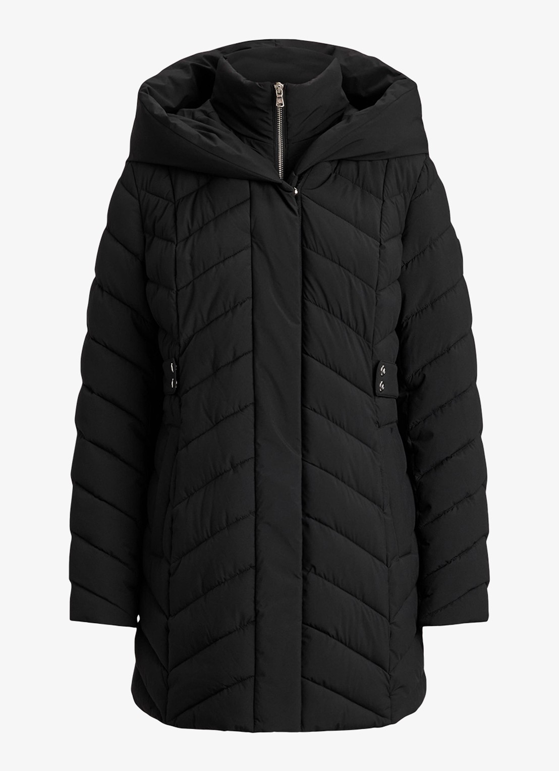 Ralph Lauren Gewatteerde jas met capuchon - voorkant 3 zwart