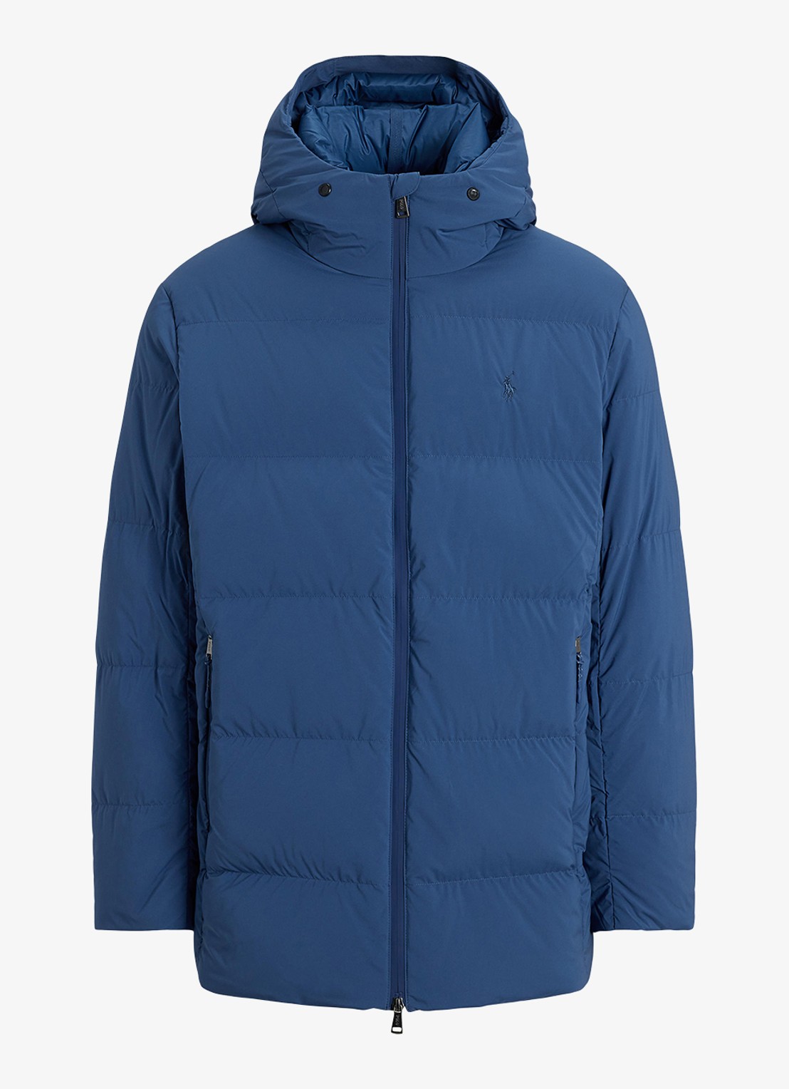 Ralph Lauren Gewatteerde jas met donsvulling en capuchon - voorkant night navy / donkerblauw