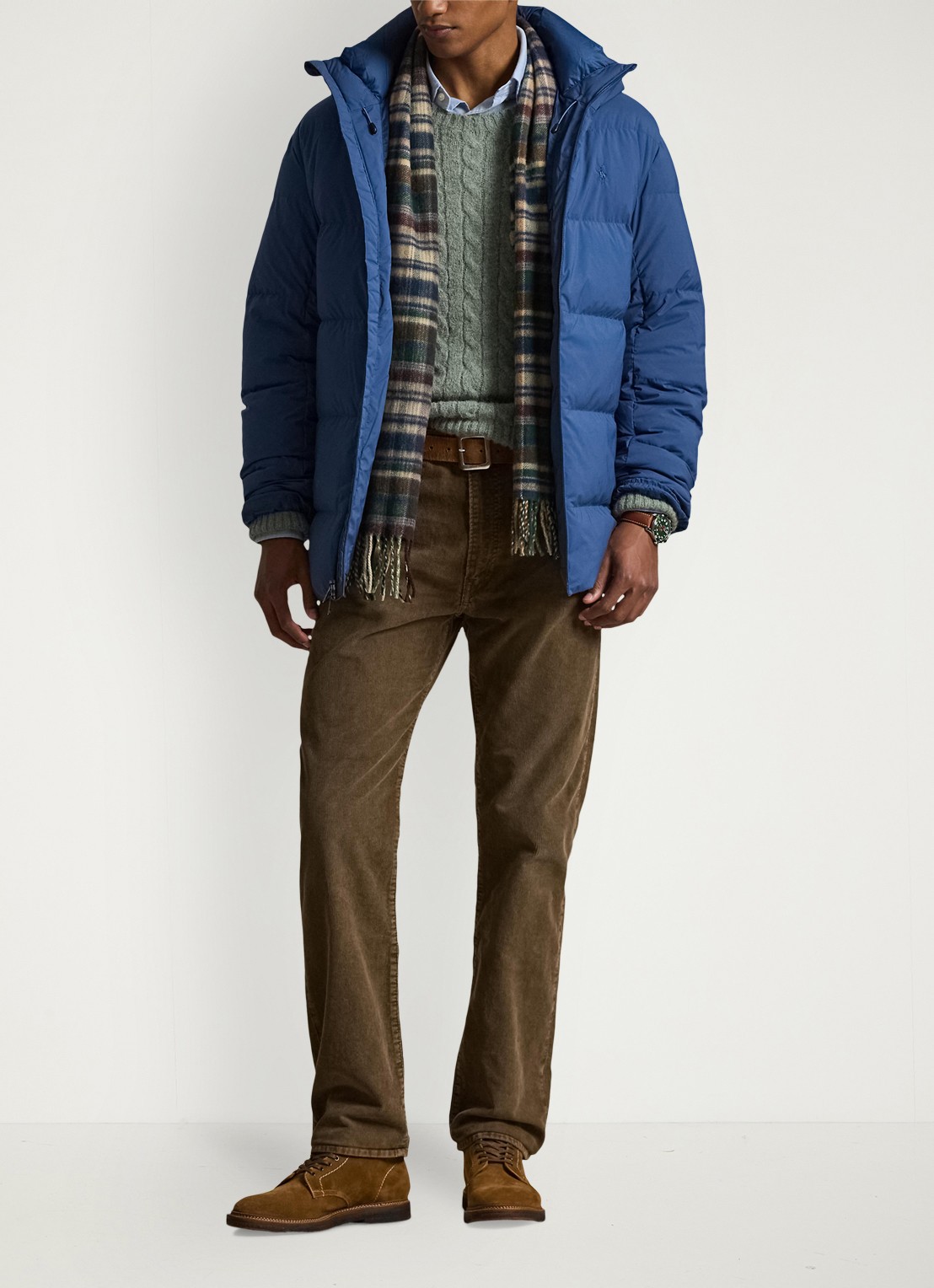 Ralph Lauren Gewatteerde jas met donsvulling en capuchon - voorkant 2 night navy / donkerblauw