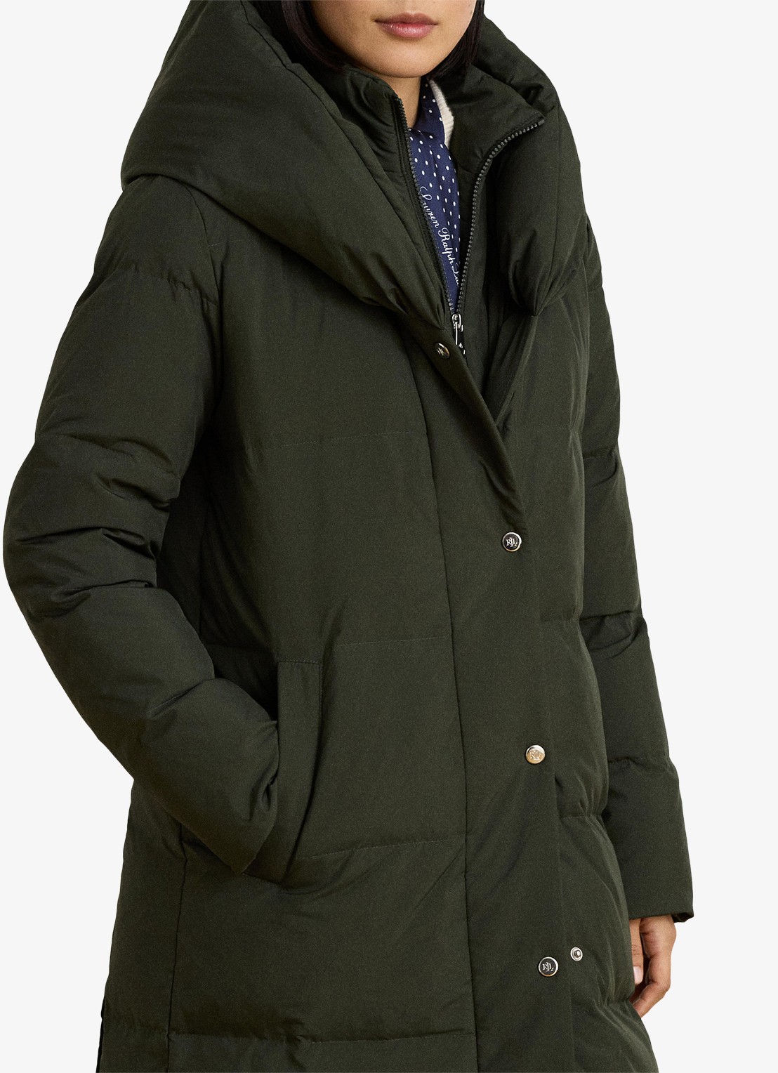 Ralph Lauren Gewatteerde jas met donsvulling - detail grijs