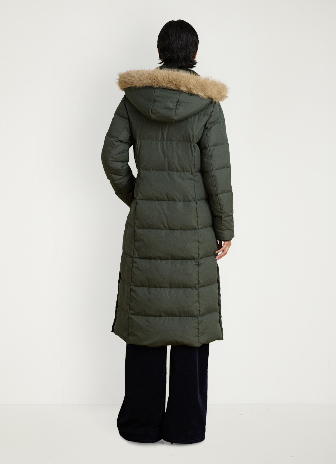 Ralph Lauren Gewatteerde jas met imitatiebont - achterkant 5 grijs