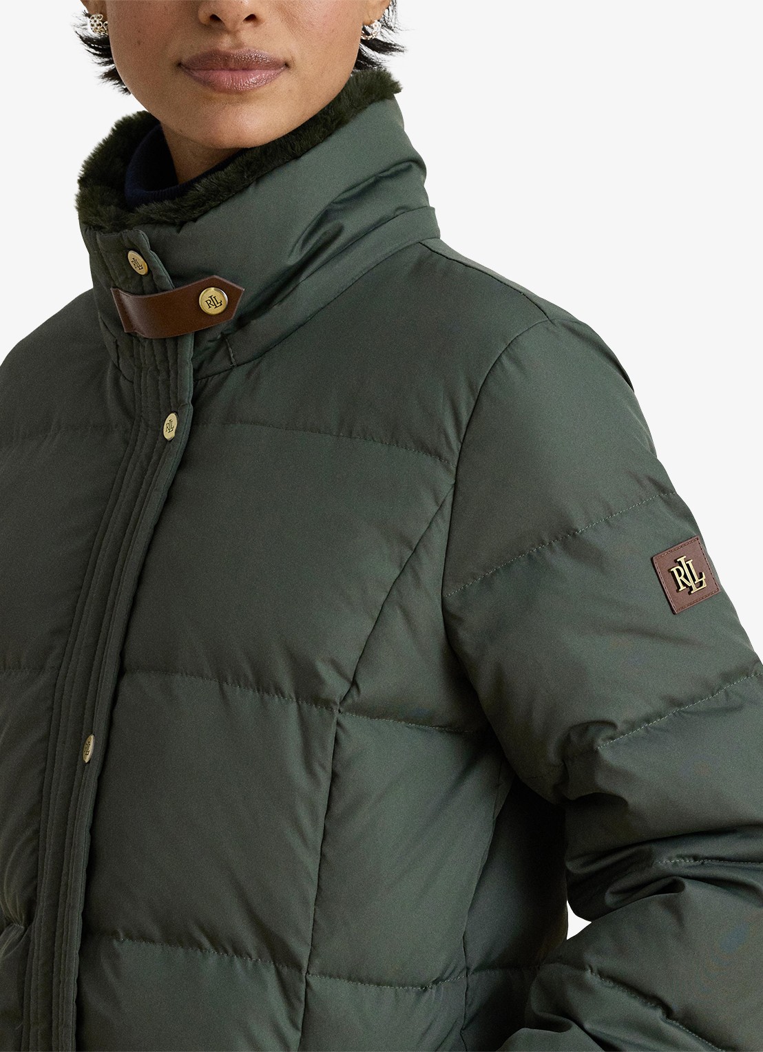 Ralph Lauren Gewatteerde jas met imitatiebont - detail 2 grijs