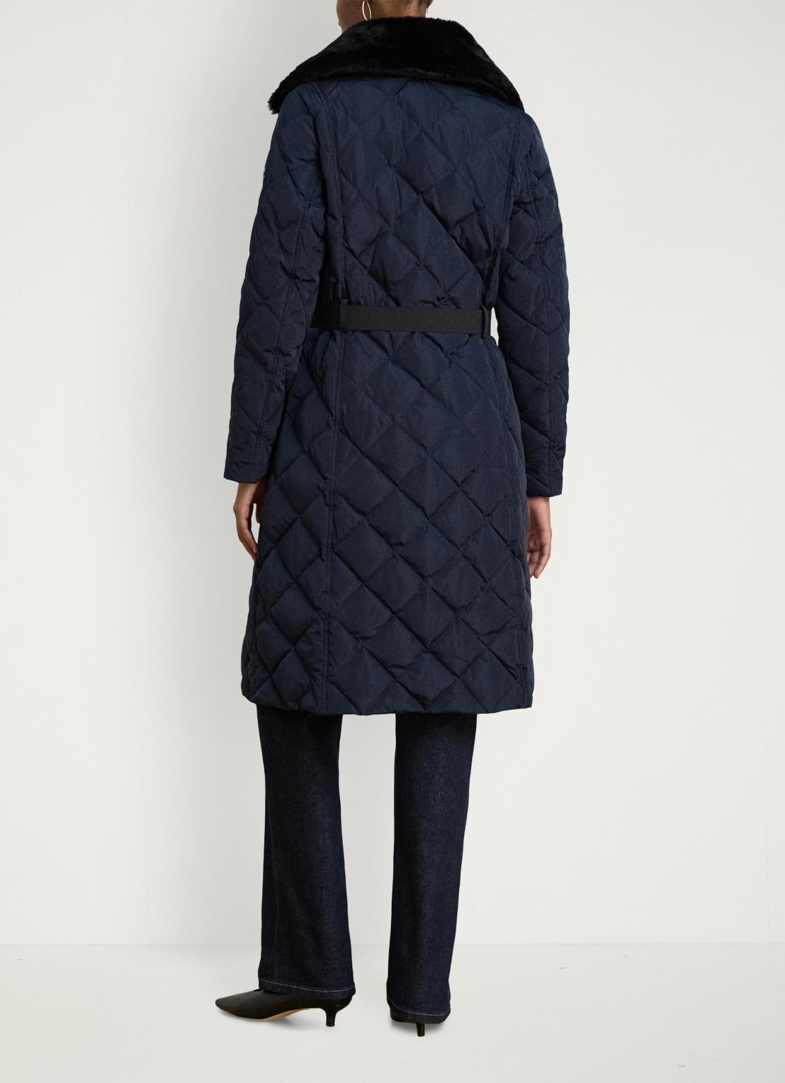Ralph Lauren Gewatteerde jas met quilt patroon en ceintuur - achterkant 5 blauw