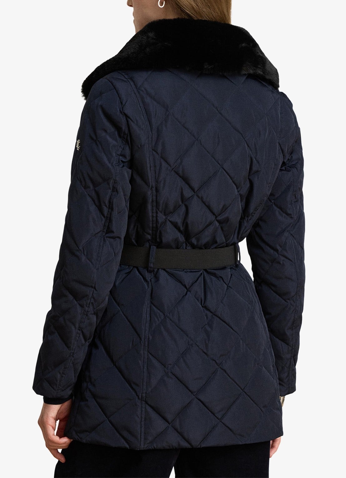Ralph Lauren Gewatteerde jas met quilt patroon en ceintuur - achterkant 5 blauw