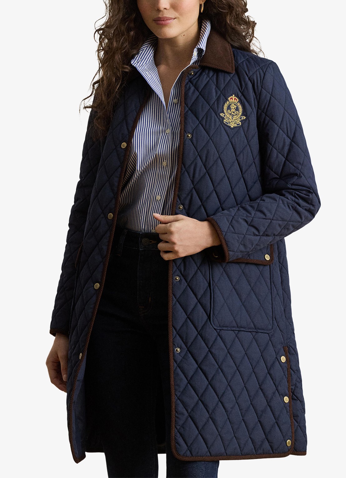 Ralph Lauren Gewatteerde jas met quilt patroon - detail 4 lauren navy / blauw