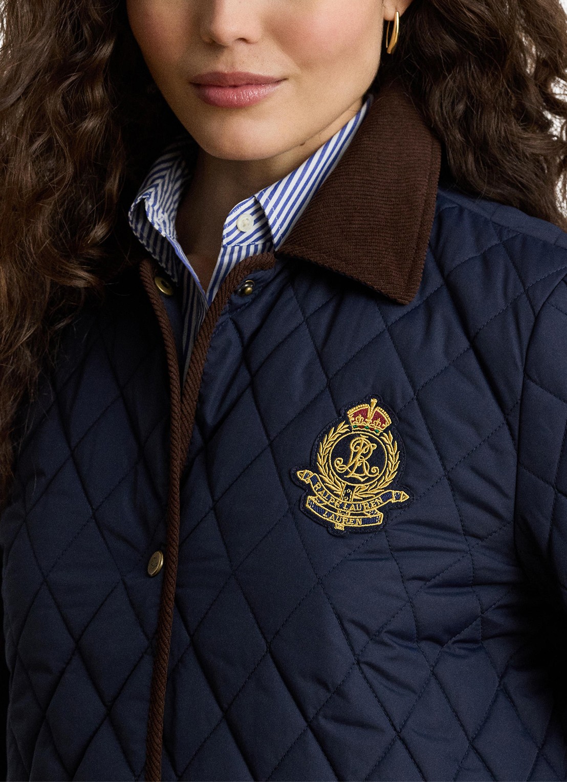Ralph Lauren Gewatteerde jas met quilt patroon - detail 5 lauren navy / blauw