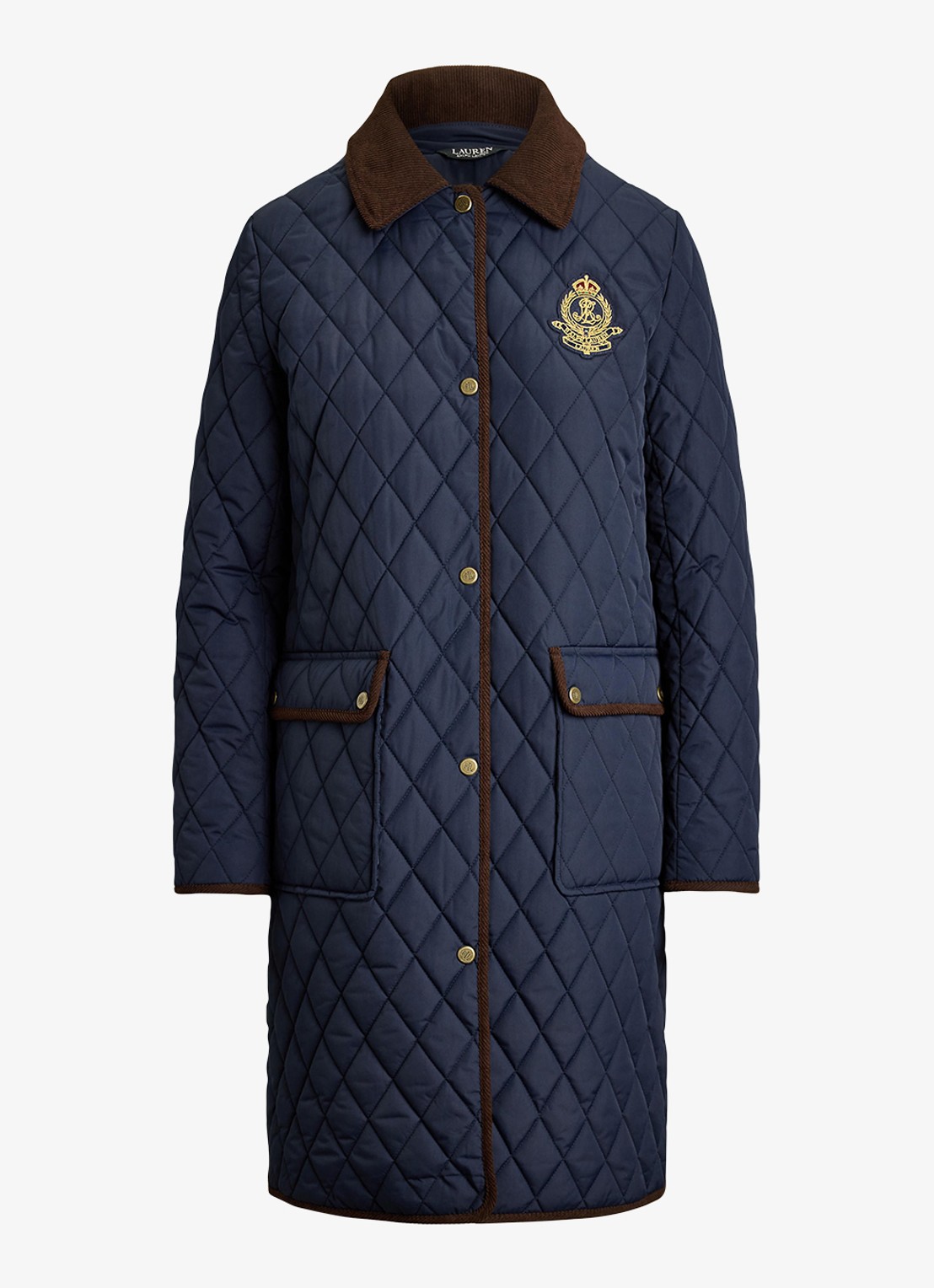 Ralph Lauren Gewatteerde jas met quilt patroon - voorkant 2 lauren navy / blauw