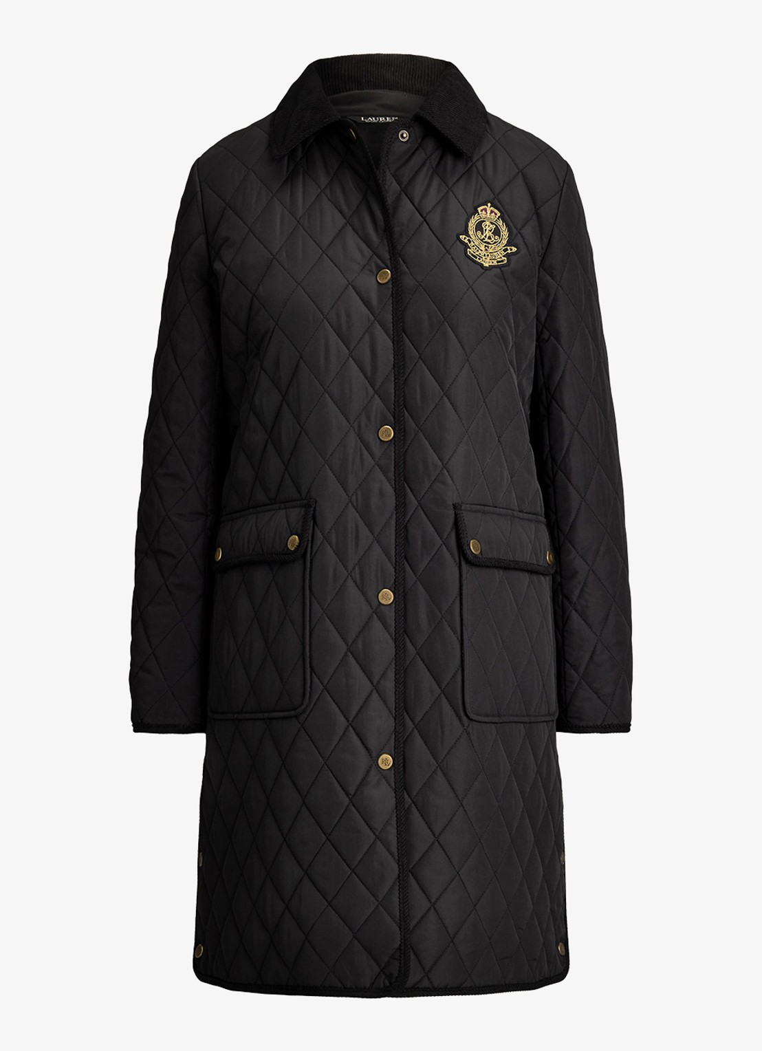 Ralph Lauren Gewatteerde jas met quilt patroon - voorkant 2 zwart
